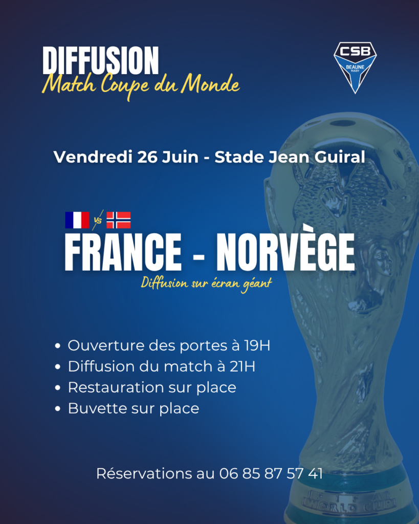 Diffusion match de Coupe du Monde : France – Norvège vendredi 26 Juin