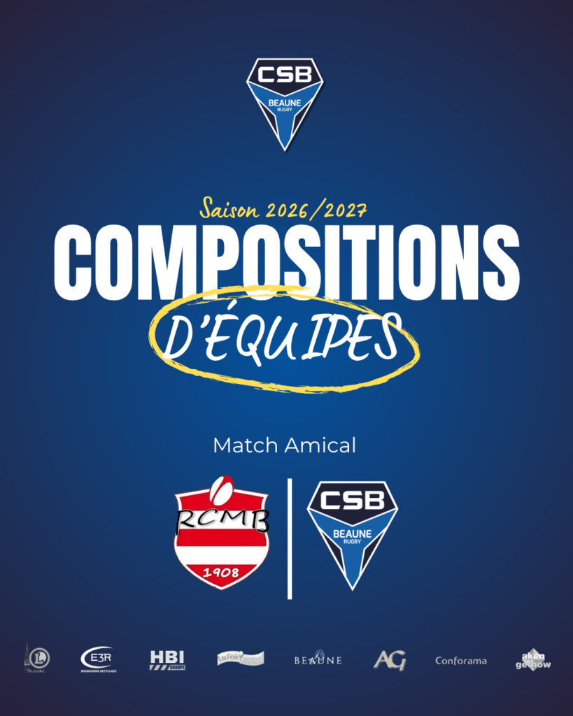 Compositions d&rsquo;équipes match amical : RC Montceau Bourgogne – CS Beaune