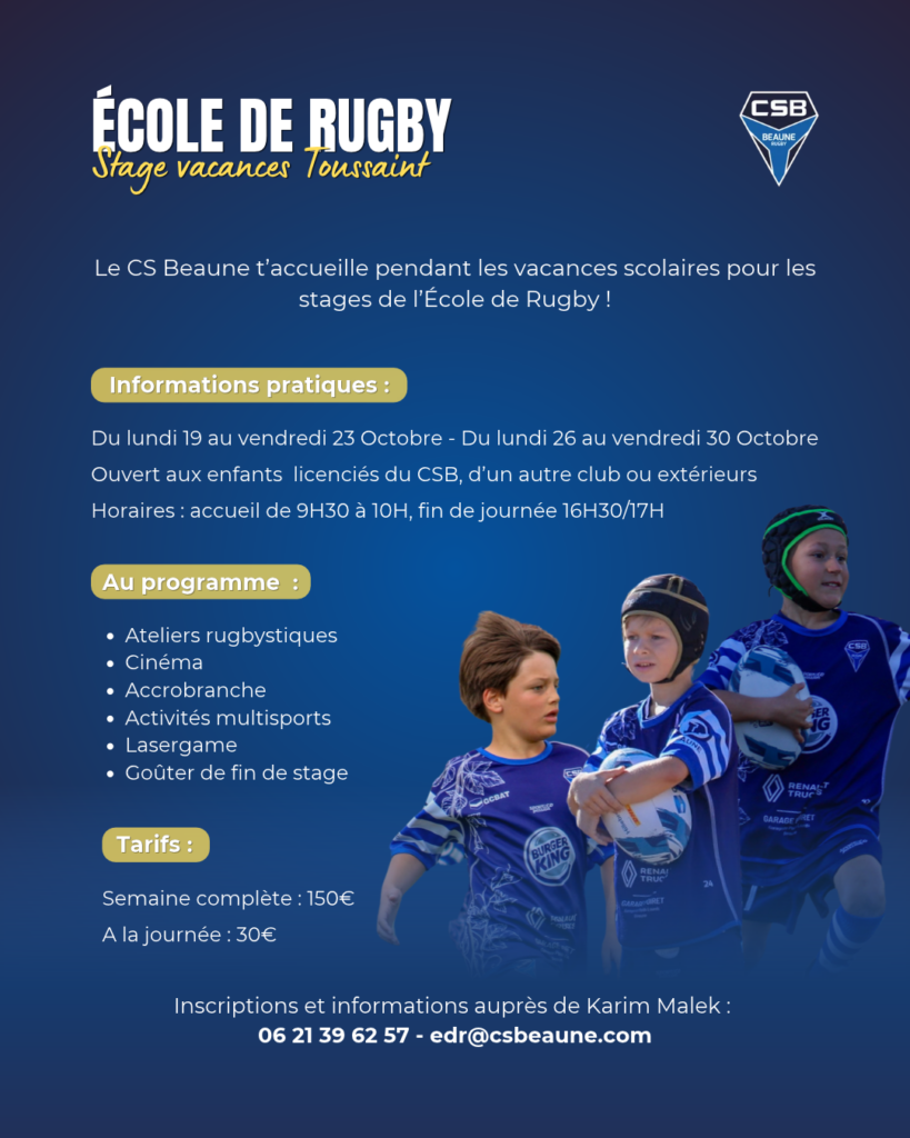 Stage Ecole de Rugby : vacances de la Toussaint